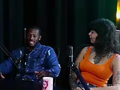 Hyoran Carvalho in sheer red lingerie, teasing with handjob