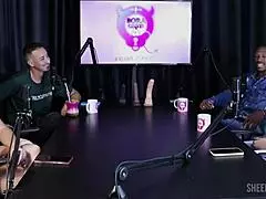 Hyoran Carvalho in sheer red lingerie, teasing with handjob