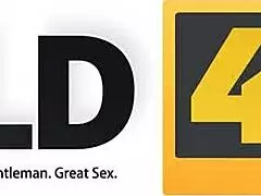 after gentle fingering, the young woman prepares for intimacy with her mature partner