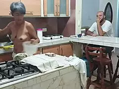 i catch my stepsister in the kitchen dancing very sexy semi naked -porn in spanish she is a very sexy stepsister