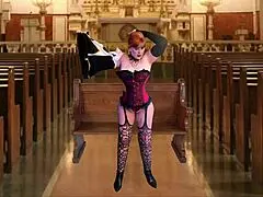 The slutty granny nun masturbates with toys to her sinful orgasm.