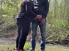 Mother in law flashes outdoors