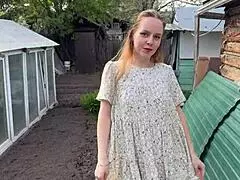 Fucking russian beauty in countryside nature