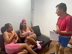 daddy please stop punishing us it hurts so much in this homemade threesome