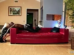 Blonde wife seduce big black cock neighbour to fuck with massage