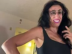 my naughty stepmom candice flashes her narrow ass and gives me a quick blowjob in this amateur scene.