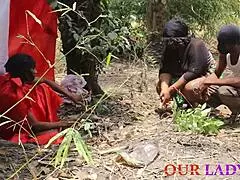 african chief priest fucks wife outdoor threesome for pregnancy