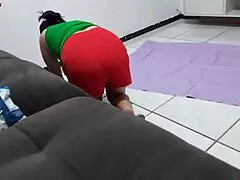 stepmom puts curtain to watch stepson in shower