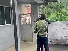 married woman enjoys time with soldier in shack