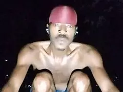 Cute brunette in park fitness solo