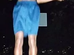 Cute brunette in park fitness solo