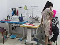 Wow, This Intense Seduction in the Sewing Workshop with Ebony Latina Amateurs Is So Sexy!