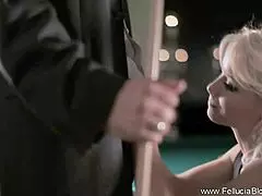 Blonde cougar milf sucks cock orally