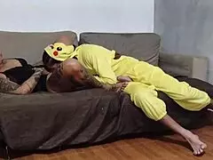 Caught Nephew In Pikachu Costume Jerking Off!