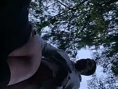 Sexy bbw gets backshots in forest sunset 😘 with big cock