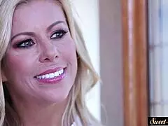 Cougar stepmom gets spoon fucked after riding cock.