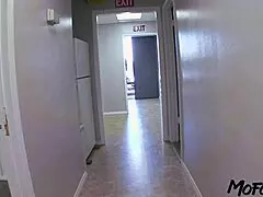 tanned secretary gets cum on tits