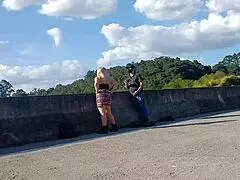 Blonde Latina Milf Gets Doggy On Road, Cum In Mouth