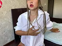 A Young Russian Student Gives A Golden Shower, Leading To Orgasm And Squirting In This Suggestive Scene.