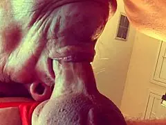 Granny Velma Dinkley in cocksucking cumundrum with open bathrobe