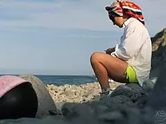 Seduced Stranger On Beach With Intense Satisfaction