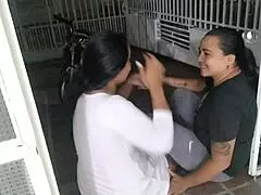 after work, these latinas get into some outdoor lesbian action