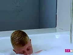 Stepmom catches son and sucks him passionately.