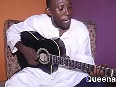 the guitar player seduces me with his talent for a wild ebony fuck outdoors
