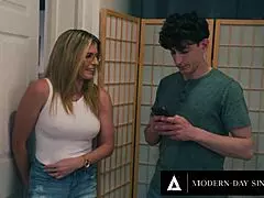 Modern-Day Sins - Pervert Milf Cory Chase Lures Stepbae-In-Law Leana Lovings Into FFM Threesome!