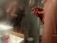 stepmom came to his bathroom, he jerked, she likes to watch