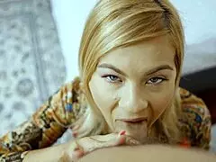 gorgeous blonde milf enjoys a casual chat about her beauty routine