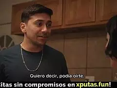 Watch the passionate brunette in stockings fuck the Spanish sub