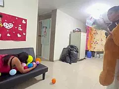 On valentine's day, a real homemade threesome unfolded with big tits and ass licking