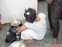 indian desi step-mom bends over in kitchen for hardcore doggystyle fucking