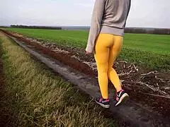 voyeur watches women in tight yoga pants outdoors