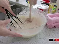 Three teen girls bake and perform for master