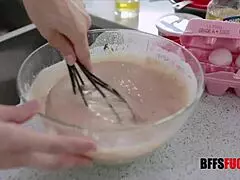 Three teen girls bake and perform for master
