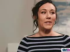 Petite Small Tits Milf Footfucks Her Blonde Neighbor's Pussy