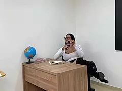 spoiled indisciplined student fucks and creampies his hot teacher in the classroom