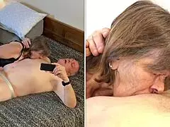 Granny Carmen experiences intense face fucking.