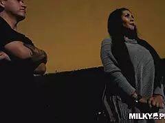 latina milf at police station outdoor scene