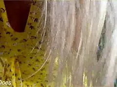 Wifey heads out in cute summer dress braless, looking amazing with blonde hair