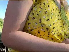 Wifey heads out in cute summer dress braless, looking amazing with blonde hair