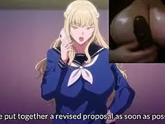 The hot chubby girl with big tits watches intently in her cosplay costume.