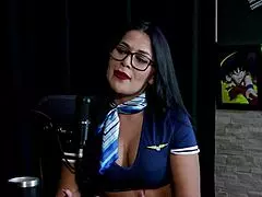 Dream job turns naughty: fired for plane sex, now swinging on sheer red.