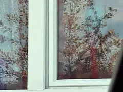 Driver Spots Naked Milf In Stockings Without Panties Washing Window