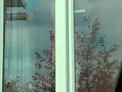 Driver Spots Naked Milf In Stockings Without Panties Washing Window