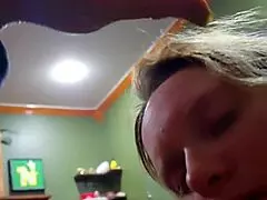 Quick suck and fuck for wife before creampie, her juicy pussy dripping wet