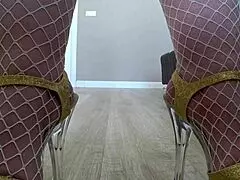 Voyeur camera captures plump legs as mature housewife changes into nurse uniform