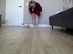 Voyeur camera captures plump legs as mature housewife changes into nurse uniform